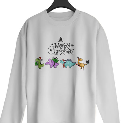 Dinosaurs Merry Christmas - Embroidered Sweatshirt, T-shirt, Hoodie