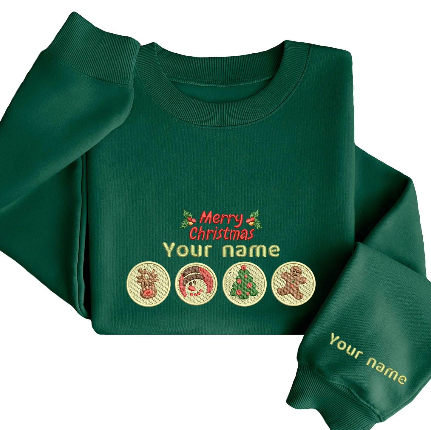 Custom Name Icon Noel Merry Christmas - Embroidered Sweatshirt, T-shirt, Hoodie 3