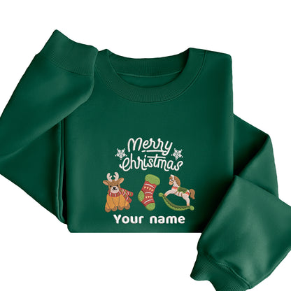 Custom Name Icon Noel Merry Christmas - Embroidered Sweatshirt, T-shirt, Hoodie 2