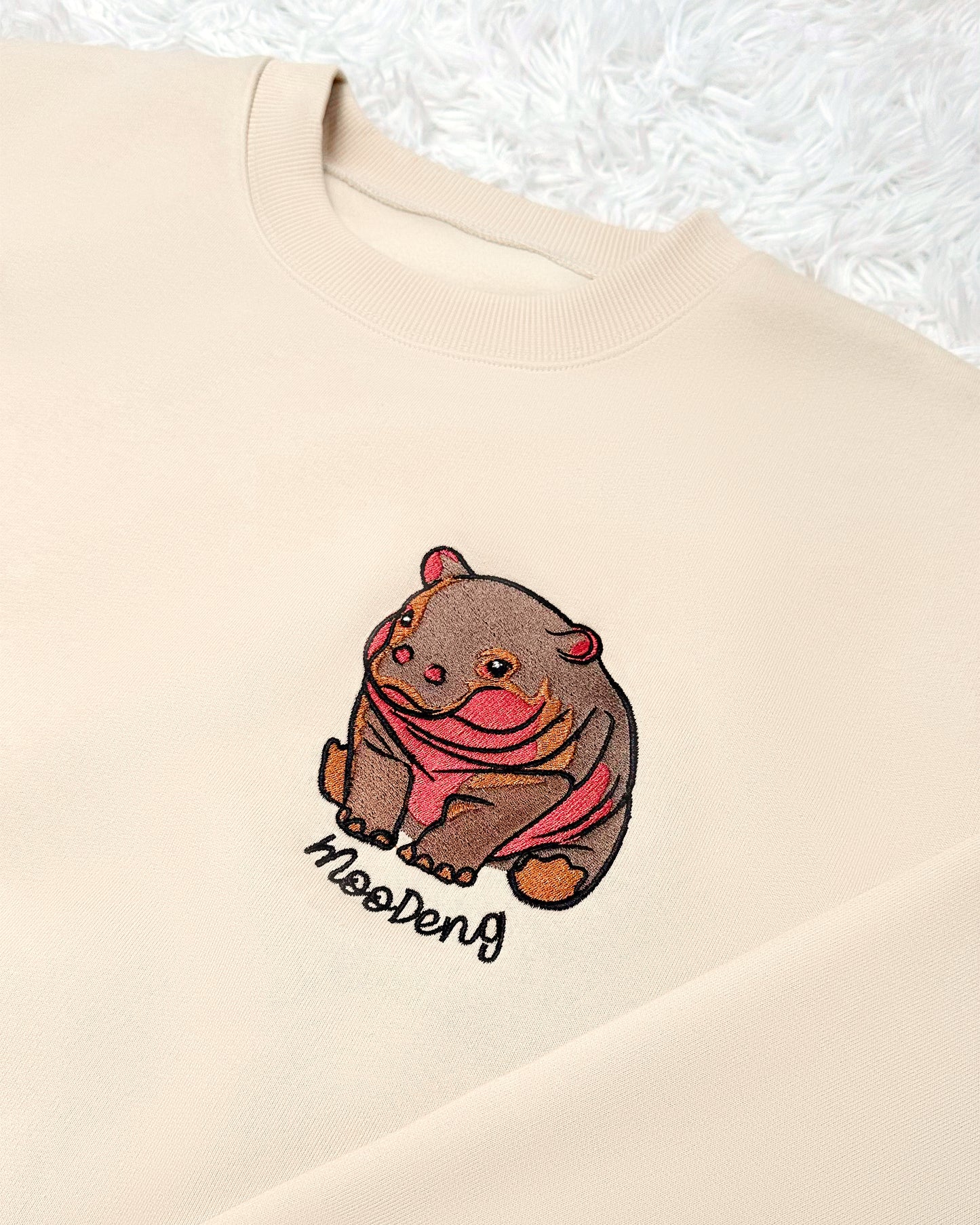 Custom Name Moodeng Meme Hippo Trending Pet- Embroidered Sweatshirt, T-shirt, Hoodie