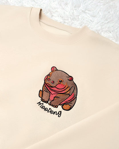 Custom Name Moodeng Meme Hippo Trending Pet- Embroidered Sweatshirt, T-shirt, Hoodie