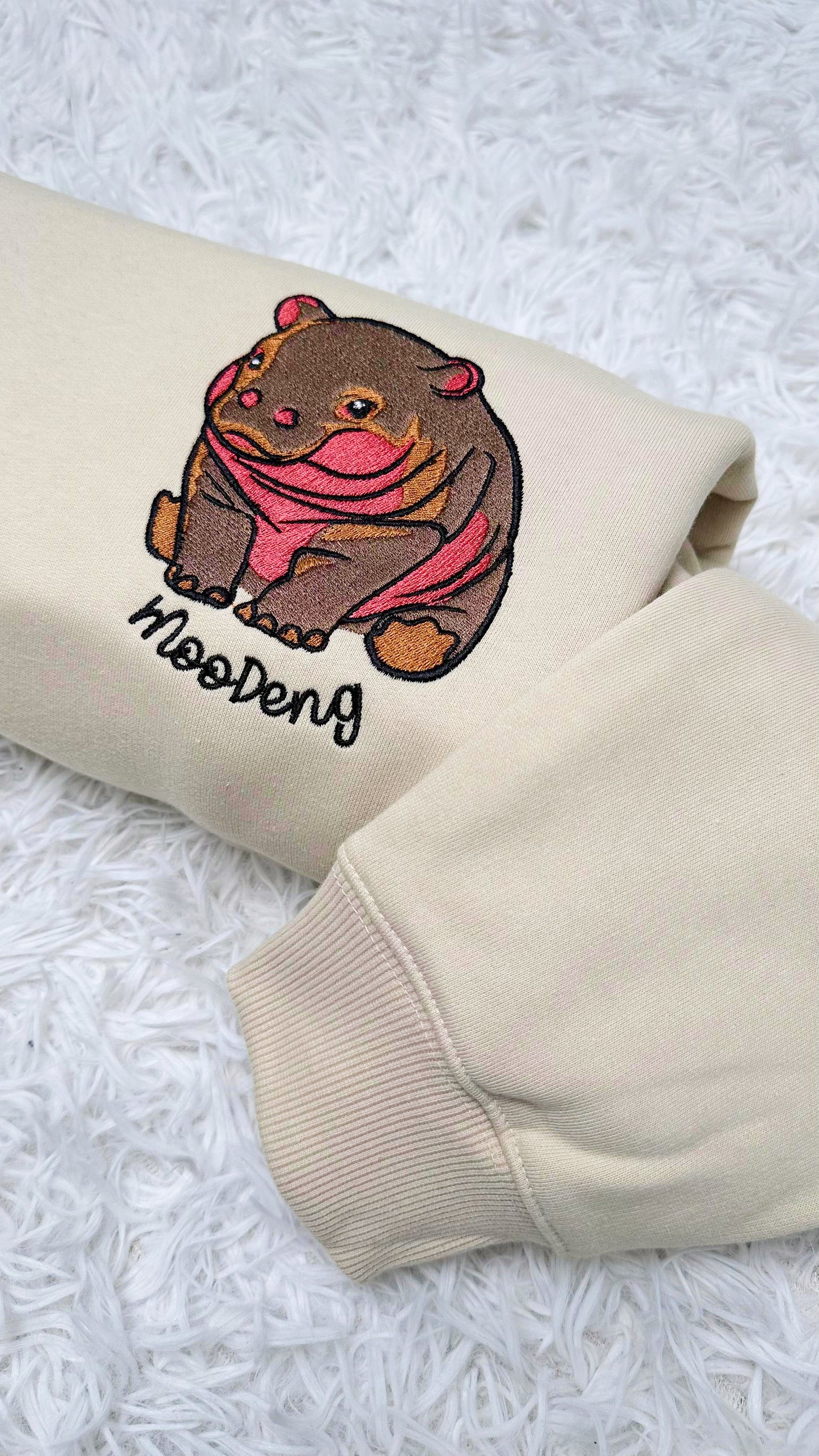 Custom Name Moodeng Meme Hippo Trending Pet- Embroidered Sweatshirt, T-shirt, Hoodie