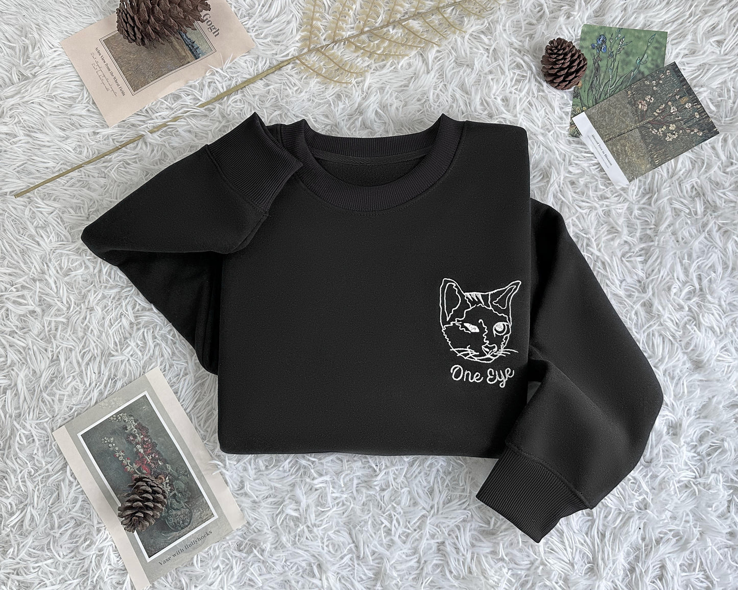 Custom Name Portrait Photo Your Cat, Your Pet, Pet Lover - Embroidered Sweatshirt, T-shirt, Hoodie