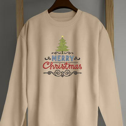 Merry Christmas Happy New Year - Embroidered Sweatshirt, T-shirt, Hoodie