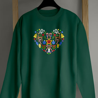 Heart Shape Mery Christmas - Embroidered Sweatshirt, T-shirt, Hoodie