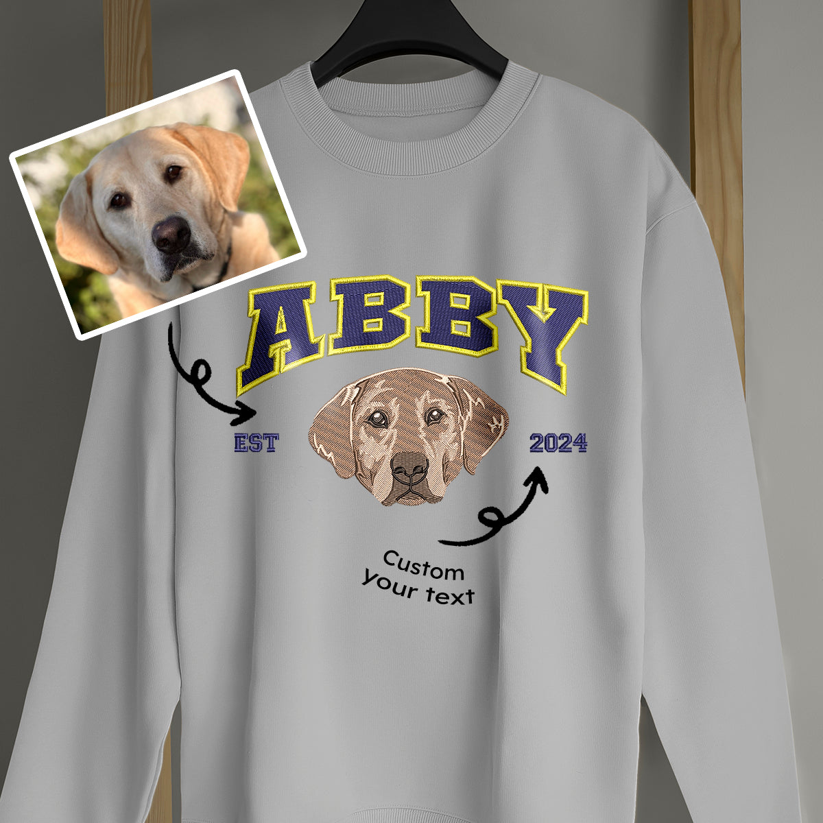 Custom Photo Your Dog Custom Year Lover Pet - Embroidered Sweatshirt, T-shirt, Hoodie