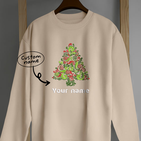 Custom Name Christmas Tree - Embroidered Sweatshirt, T-shirt, Hoodie 2