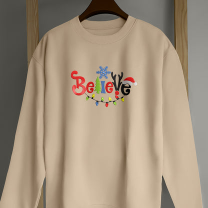 Believe Merry Christmas - Embroidered Sweatshirt, T-shirt, Hoodie