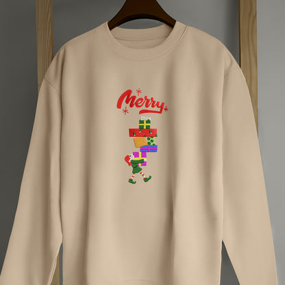 ELF And Gift Merry Christmas - Embroidered Sweatshirt, T-shirt, Hoodie