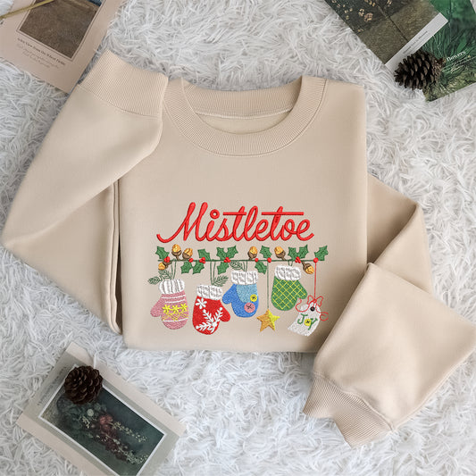 Mistletoe Merry Christmas - Embroidered Sweatshirt, T-shirt, Hoodie