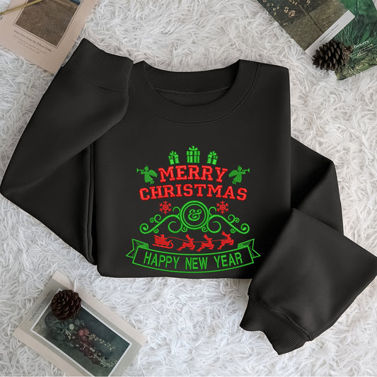 Mery Christmas Typo - Embroidered Sweatshirt, T-shirt, Hoodie