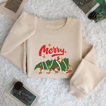 Christmas Tree Dwarf God Merry Christmas - Embroidered Sweatshirt, T-shirt, Hoodie