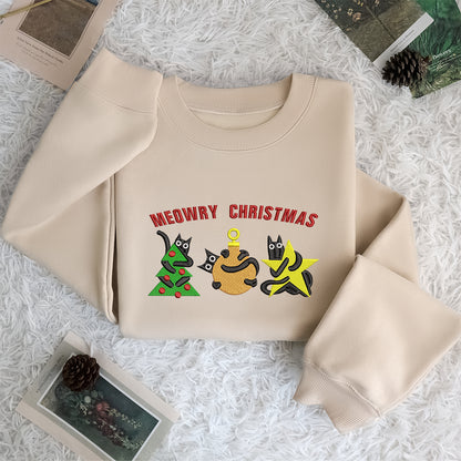 Mewry Christmas 2 Mery Christmas - Embroidered Sweatshirt, T-shirt, Hoodie