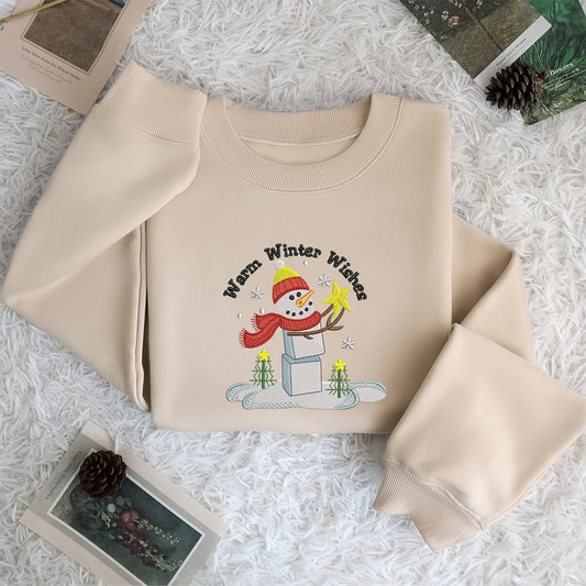 Warm Winter Wishes Mery Christmas - Embroidered Sweatshirt, T-shirt, Hoodie