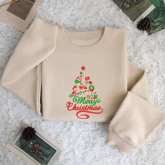 Christmas Tree Mery Christmas - Embroidered Sweatshirt, T-shirt, Hoodie