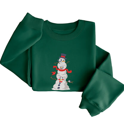 3 Snowman Mery Christmas - Embroidered Sweatshirt, T-shirt, Hoodie