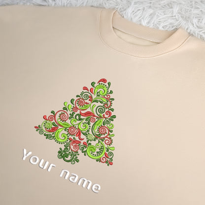 Custom Name Christmas Tree - Embroidered Sweatshirt, T-shirt, Hoodie 2