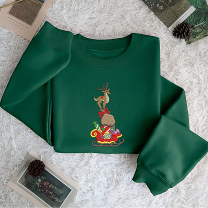 Deer Mery Christmas - Embroidered Sweatshirt, T-shirt, Hoodie