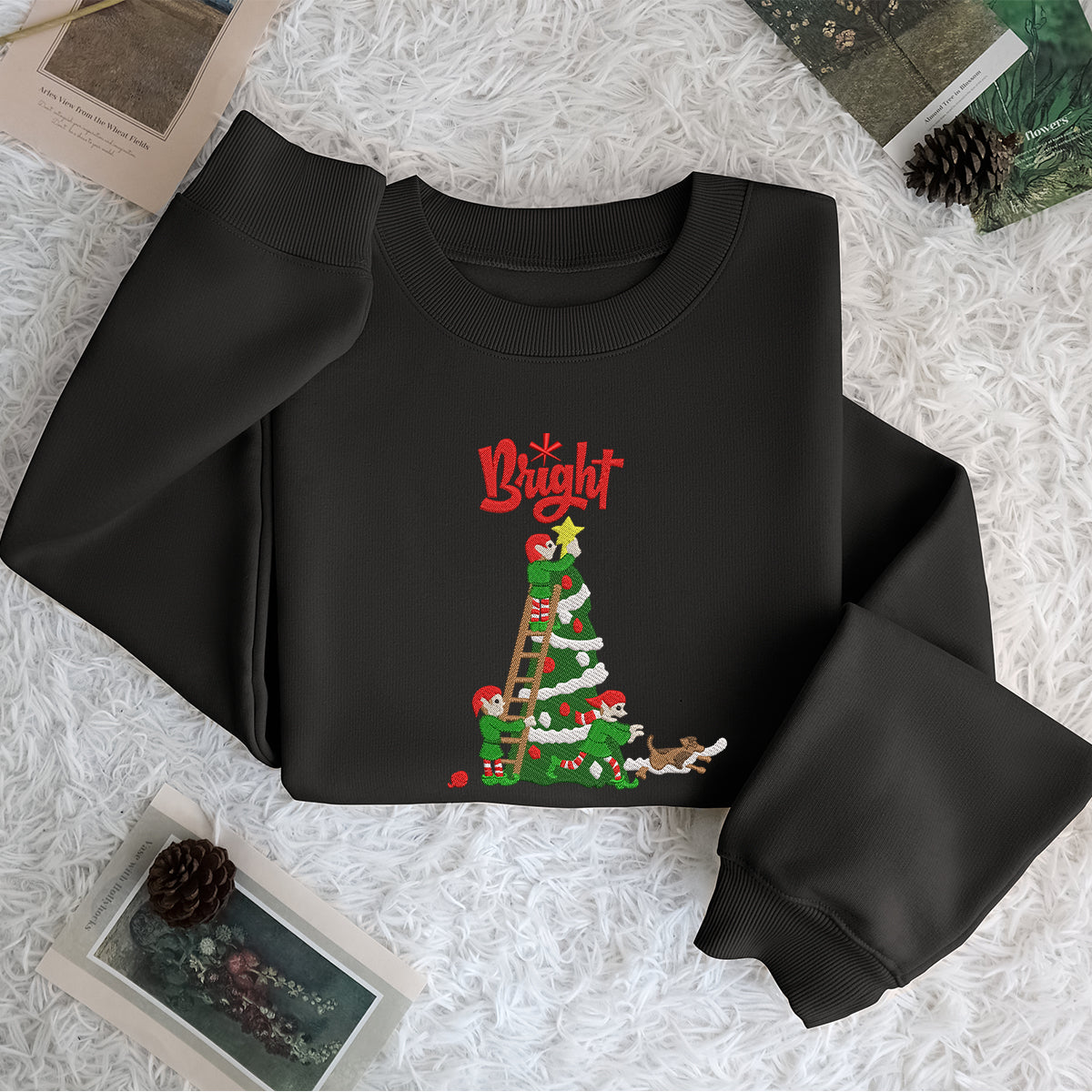 ELF Is Decorating Merry Christmas - Embroidered Sweatshirt, T-shirt, Hoodie