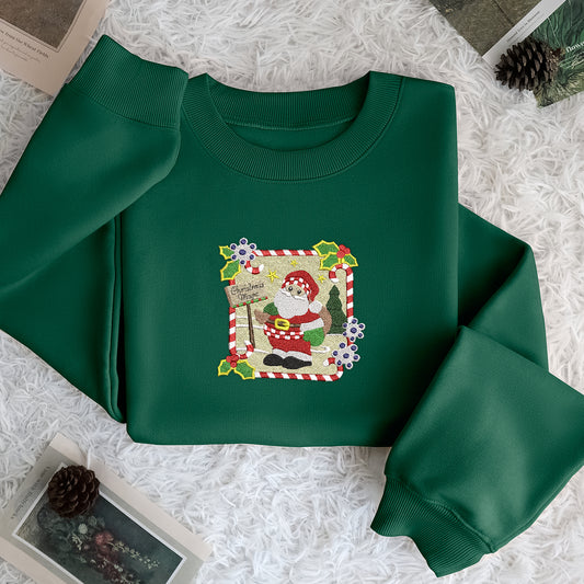 Frame Noel Santa Claus Christmas - Embroidered Sweatshirt, T-shirt, Hoodie