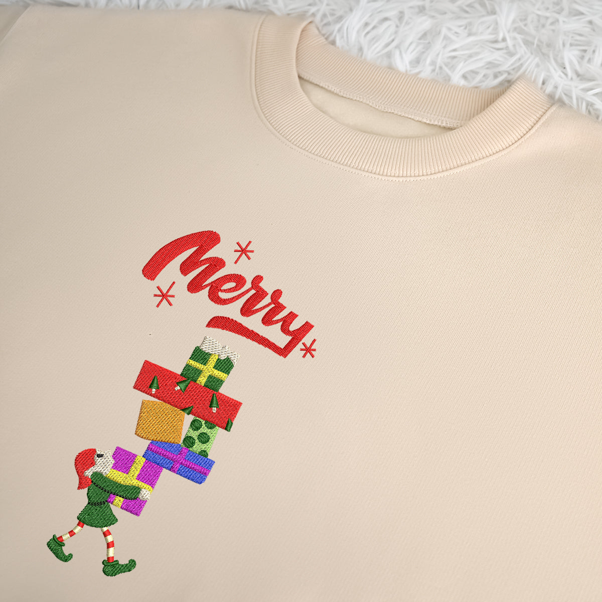 ELF And Gift Merry Christmas - Embroidered Sweatshirt, T-shirt, Hoodie