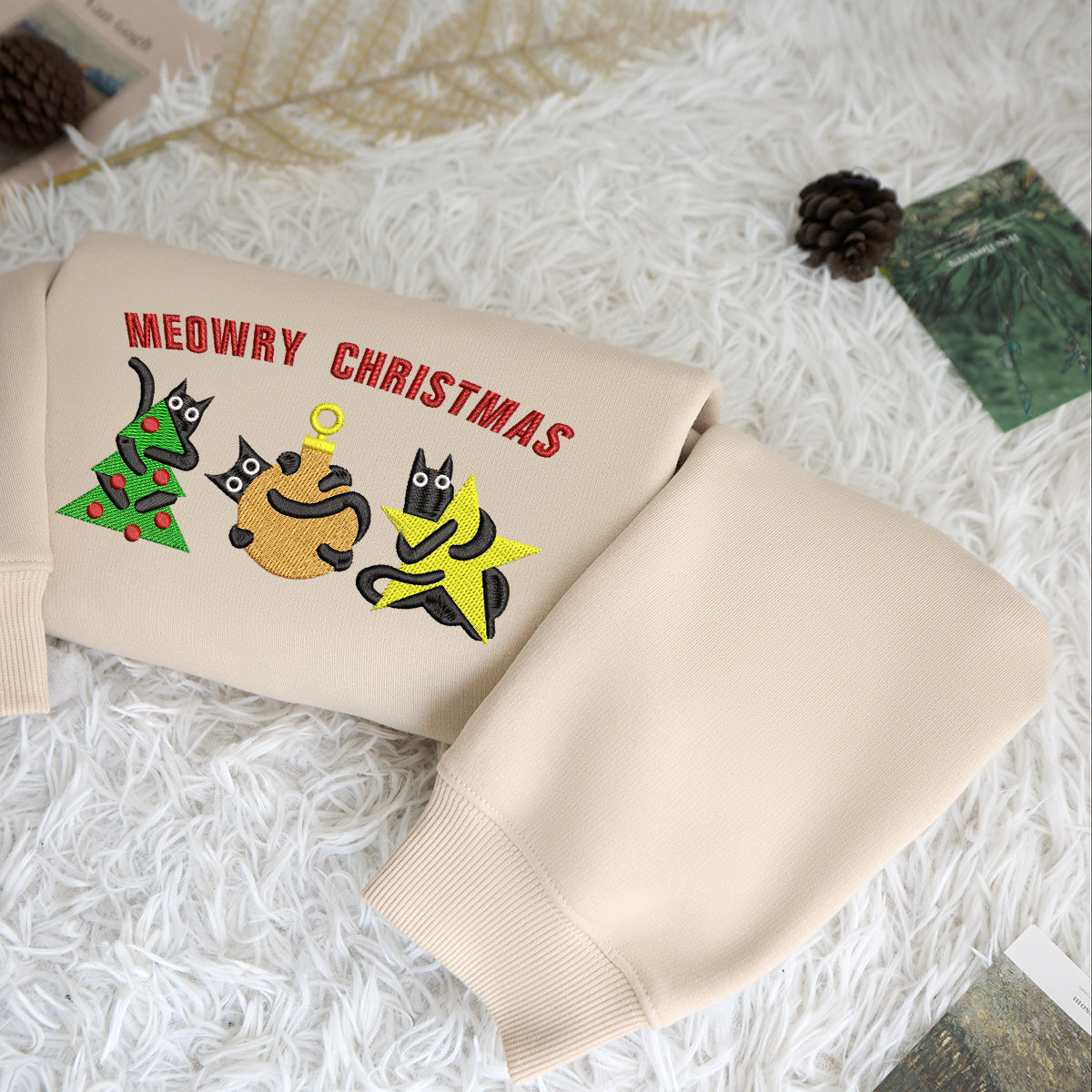 Mewry Christmas 2 Mery Christmas - Embroidered Sweatshirt, T-shirt, Hoodie