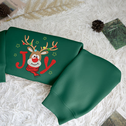 Deer Joy Merry Christmas - Embroidered Sweatshirt, T-shirt, Hoodie