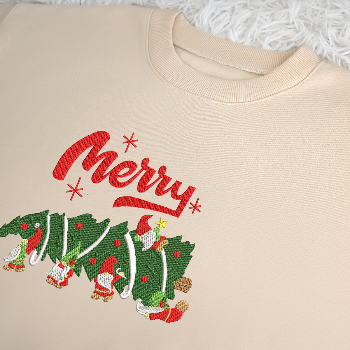 Christmas Tree Dwarf God Merry Christmas - Embroidered Sweatshirt, T-shirt, Hoodie