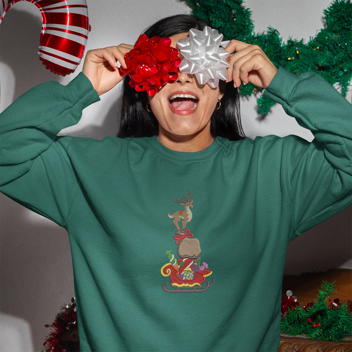 Deer Mery Christmas - Embroidered Sweatshirt, T-shirt, Hoodie