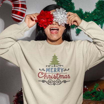 Merry Christmas Happy New Year - Embroidered Sweatshirt, T-shirt, Hoodie