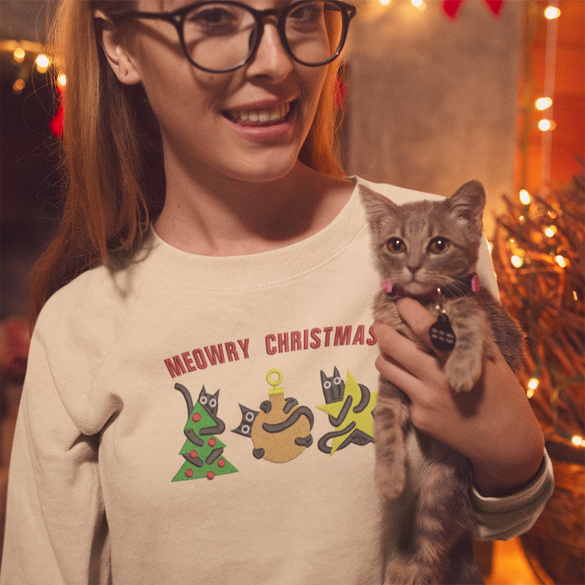 Mewry Christmas 2 Mery Christmas - Embroidered Sweatshirt, T-shirt, Hoodie