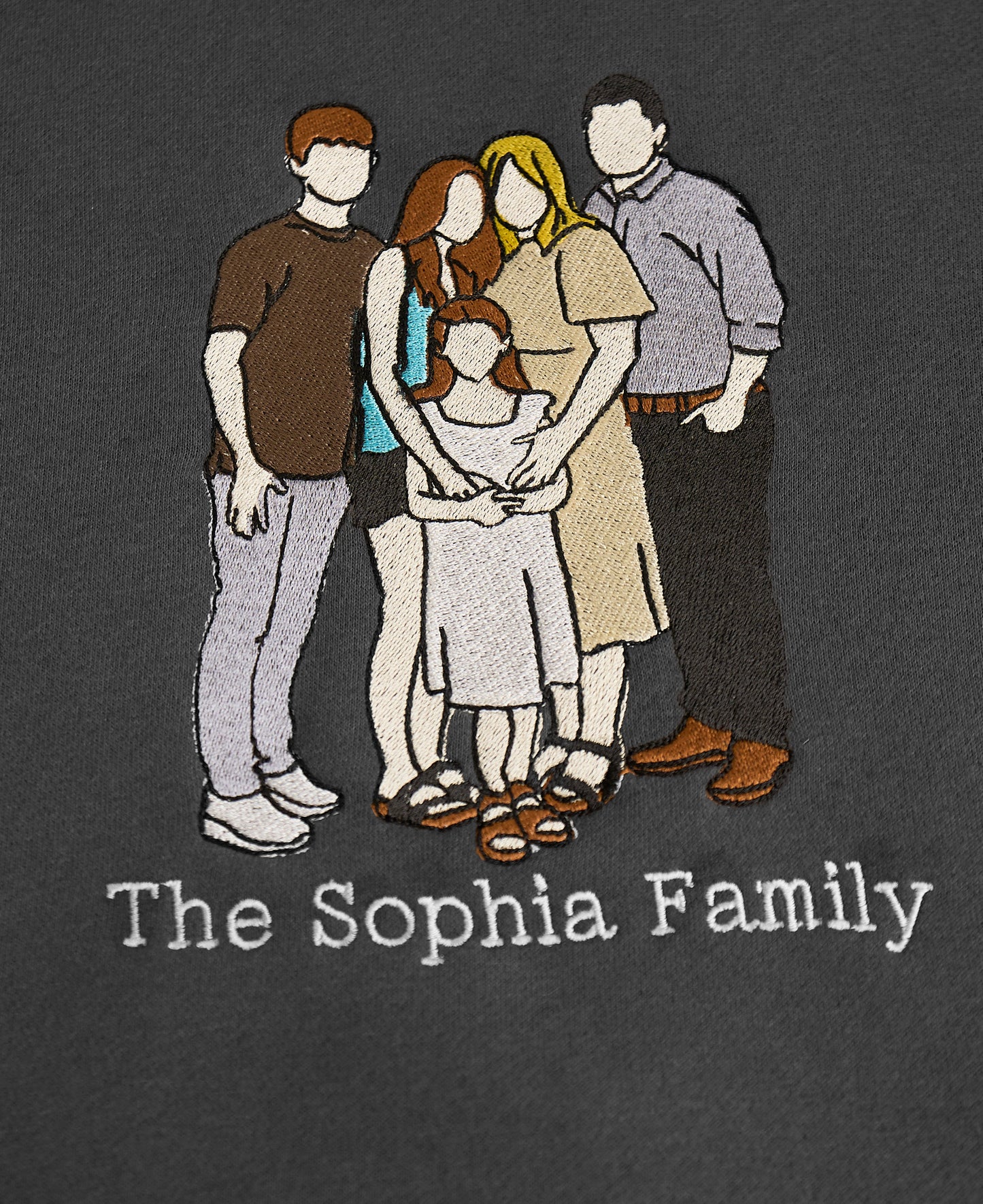 Custom Photo Family Name Portrait Photo Your Family - Embroidered Sweatshirt, T-shirt, Hoodie