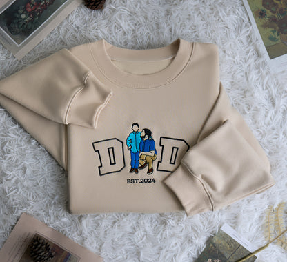 Custom Photo Dad Family - Embroidered Sweatshirt, T-shirt, Hoodie