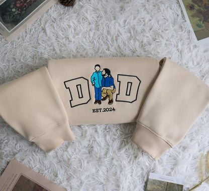 Custom Photo Dad Family - Embroidered Sweatshirt, T-shirt, Hoodie