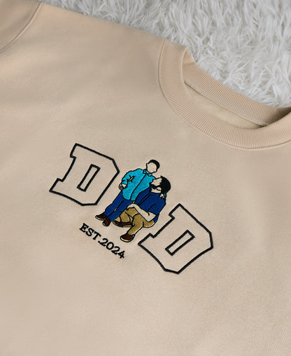 Custom Photo Dad Family - Embroidered Sweatshirt, T-shirt, Hoodie