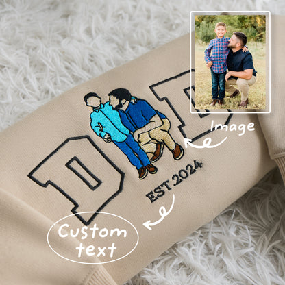 Custom Photo Dad Family - Embroidered Sweatshirt, T-shirt, Hoodie