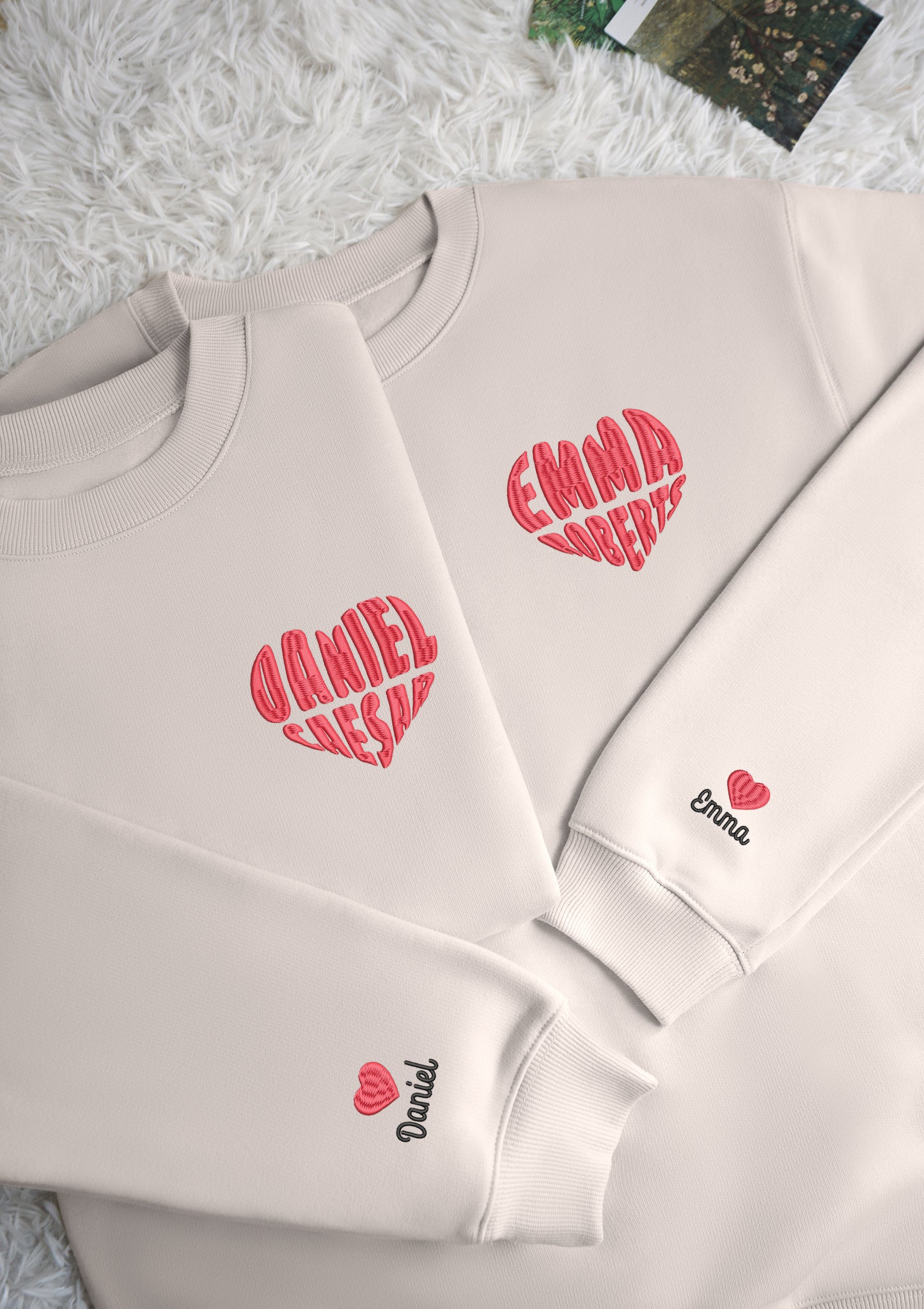 Custom Icon Couple Heart Matching Shirt - Embroidered Sweatshirt, T-shirt, Hoodie