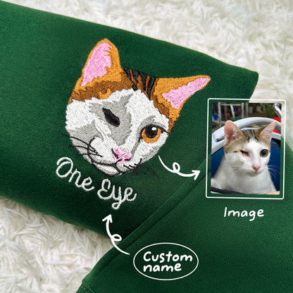 Custom Name Photo Your Cat, Your Pet, Pet Lover - Embroidered Sweatshirt, T-shirt, Hoodie