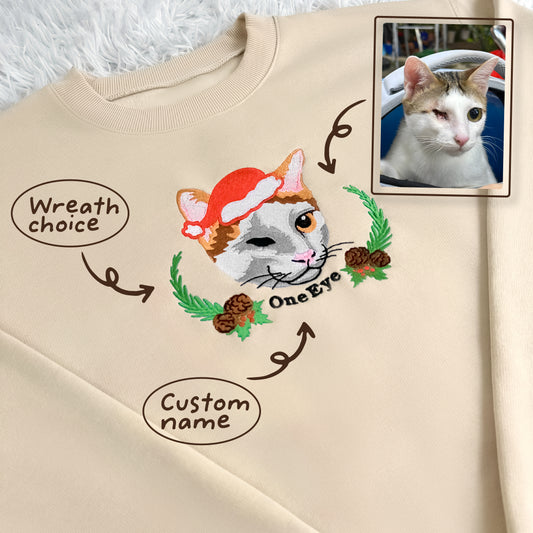 Custom Name Photo Your Cat Noel, Your Pet, Pet Lover - Embroidered Sweatshirt, T-shirt, Hoodie