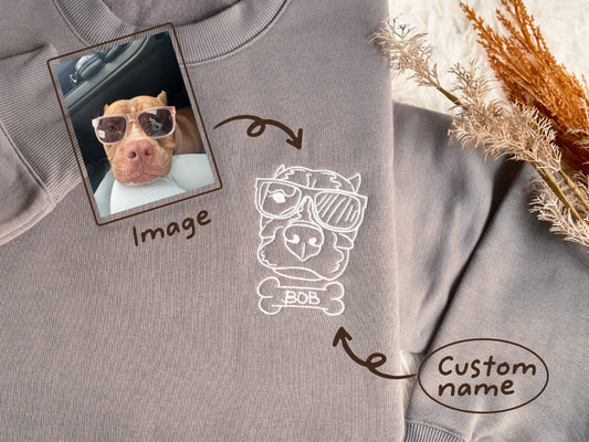 Custom Photo Your Dog, Lover Dog- Embroidered Sweatshirt, T-shirt, Hoodie