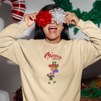 ELF And Gift Merry Christmas - Embroidered Sweatshirt, T-shirt, Hoodie