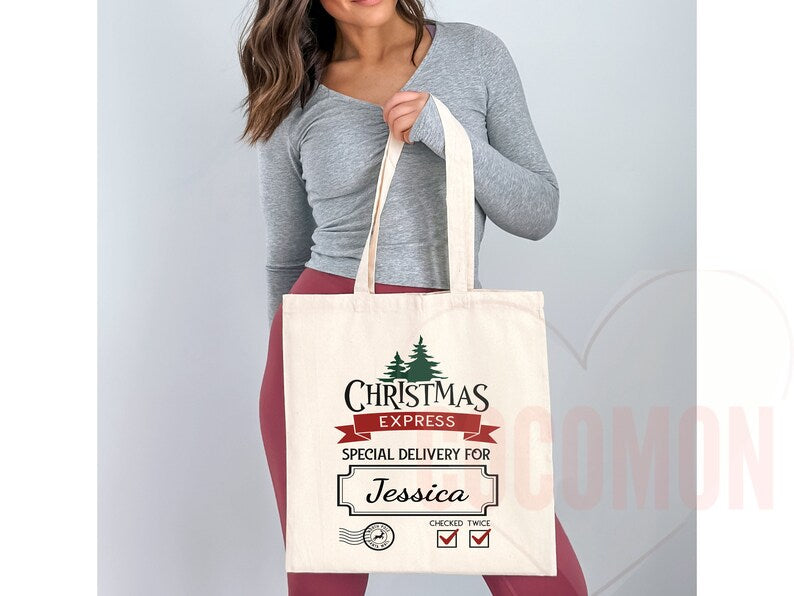 Custom Christmas Bag Tote Christmas Eve Gift Custom Stocking Sack Santa Sack Santa Delivery Sack Christmas gift bag for kids Santa Claus bag