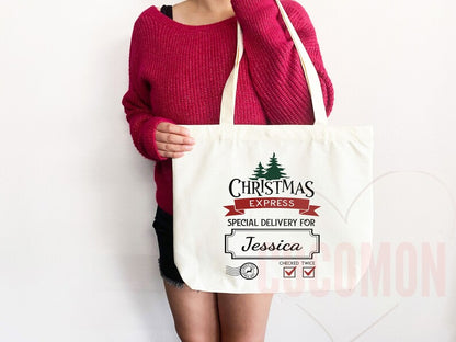 Custom Christmas Bag Tote Christmas Eve Gift Custom Stocking Sack Santa Sack Santa Delivery Sack Christmas gift bag for kids Santa Claus bag