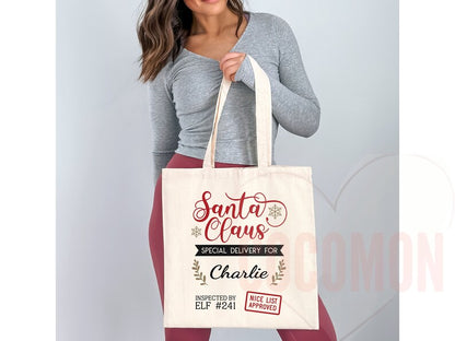 Custom Christmas Bag Tote Christmas Eve Gift Custom Stocking Sack Santa Sack Santa Delivery Sack Christmas gift bag for kids Santa Claus bag