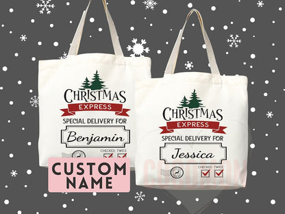 Custom Christmas Bag Tote Christmas Eve Gift Custom Stocking Sack Santa Sack Santa Delivery Sack Christmas gift bag for kids Santa Claus bag