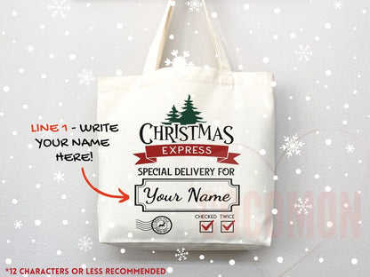 Custom Christmas Bag Tote Christmas Eve Gift Custom Stocking Sack Santa Sack Santa Delivery Sack Christmas gift bag for kids Santa Claus bag