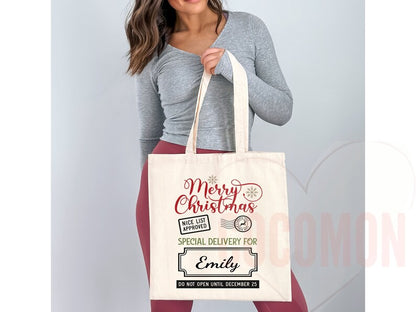 Custom Christmas Bag Tote Christmas Eve Gift Custom Stocking Sack Santa Sack Santa Delivery Sack Christmas gift bag for kids Santa Claus bag