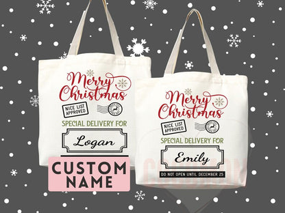 Custom Christmas Bag Tote Christmas Eve Gift Custom Stocking Sack Santa Sack Santa Delivery Sack Christmas gift bag for kids Santa Claus bag