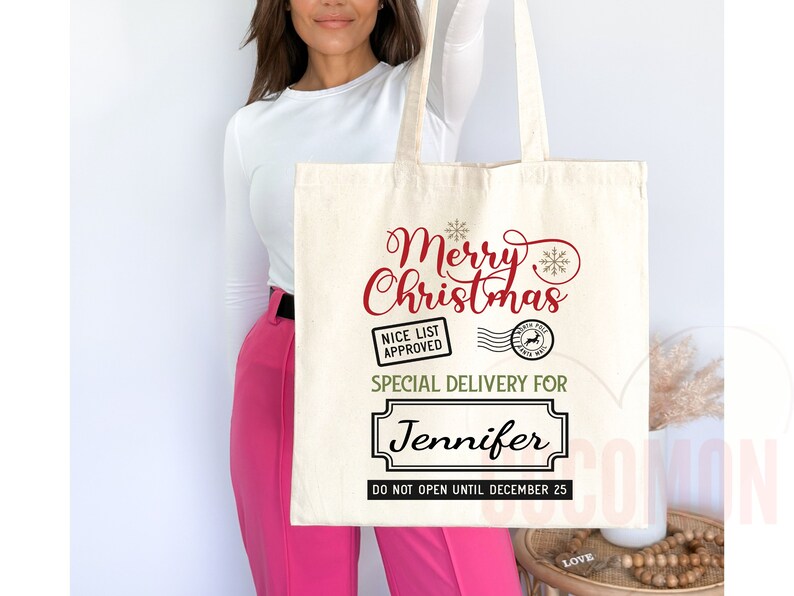 Custom Christmas Bag Tote Christmas Eve Gift Custom Stocking Sack Santa Sack Santa Delivery Sack Christmas gift bag for kids Santa Claus bag