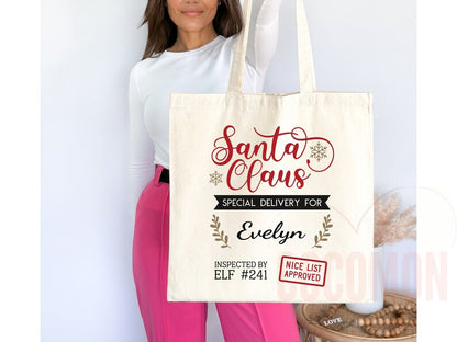 Custom Christmas Bag Tote Christmas Eve Gift Custom Stocking Sack Santa Sack Santa Delivery Sack Christmas gift bag for kids Santa Claus bag